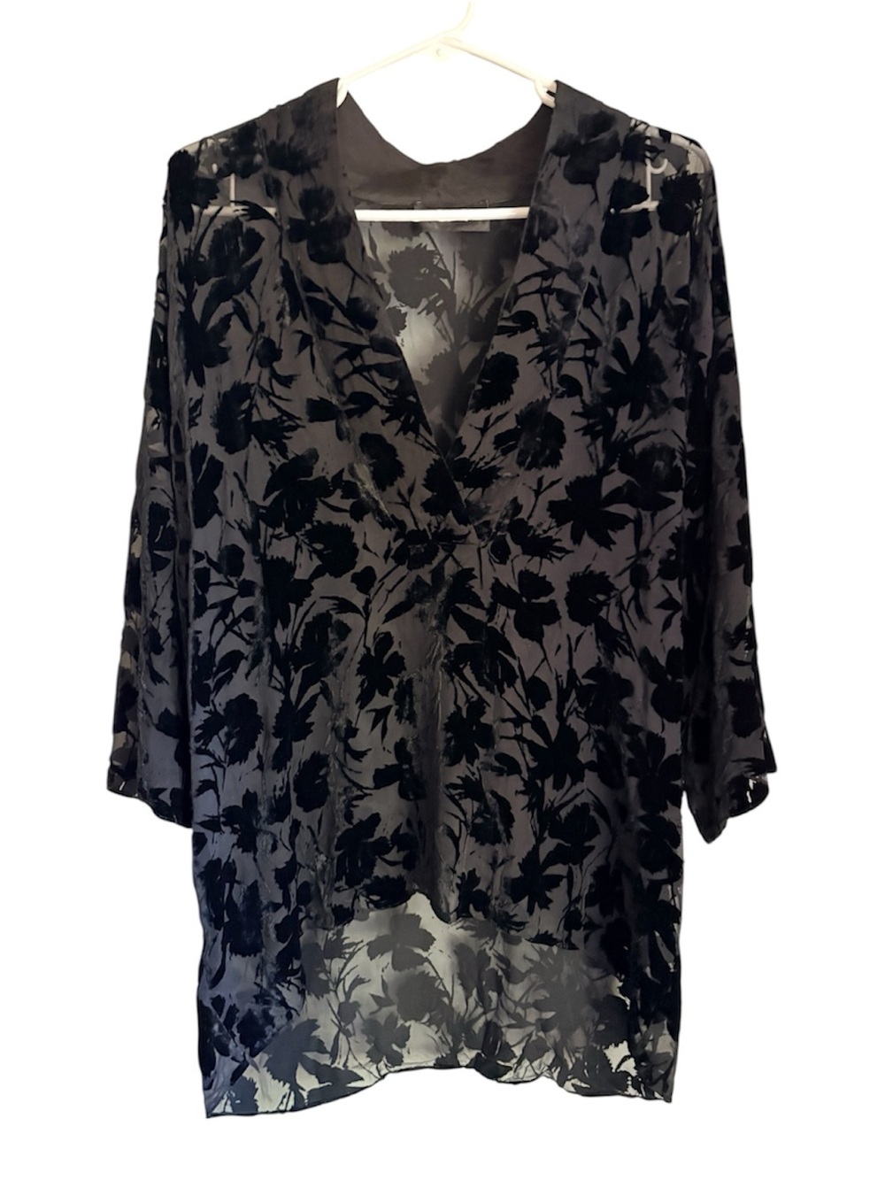 Nili Lotan Women’s Burnout Black Velvet Tunic Helga Top Whimsigoth Size S/M